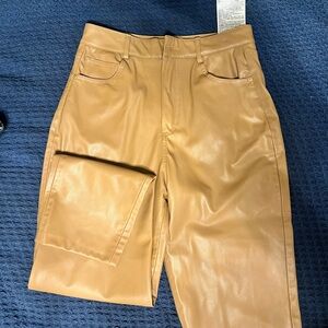 Zara camel leather pants size 4